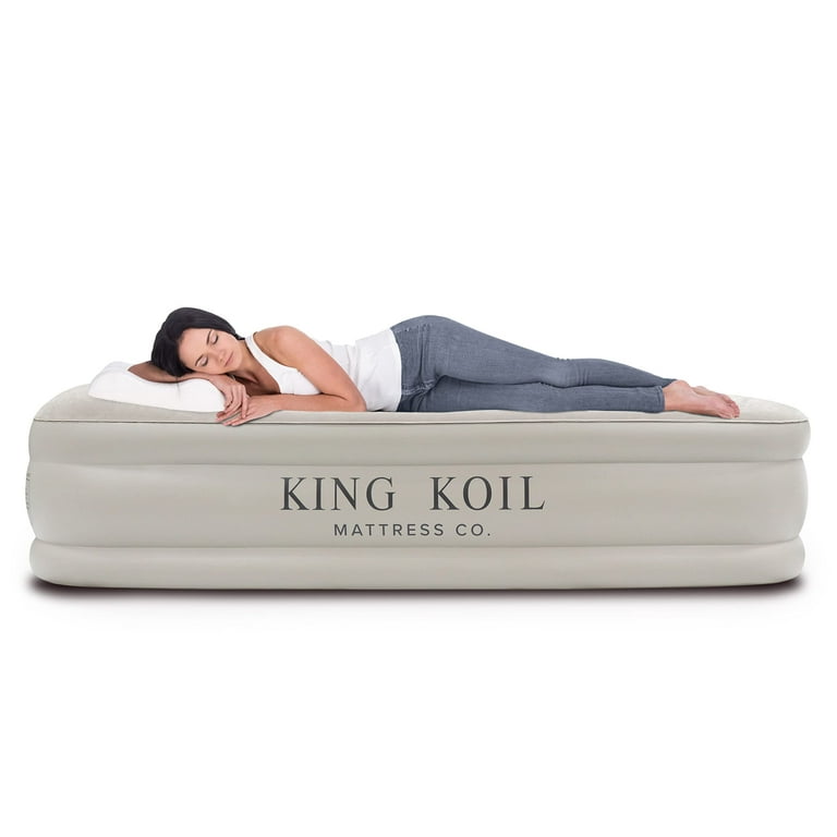  King Koil Luxury Air Mattress Queen with Built-in Pump for  Home, 20” Queen Size Inflatable Airbed Luxury Double High Adjustable Blow  Up Mattress, Durable - Portable and Waterproof, Black : Sports