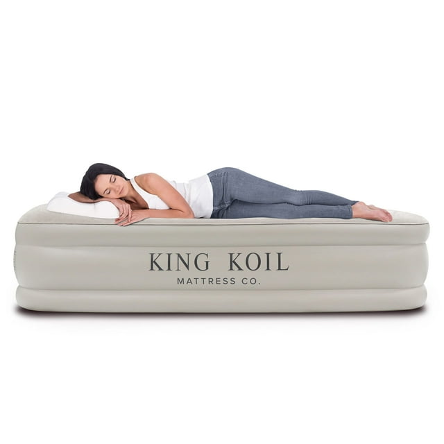 King Koil Luxury 20in Queen Size Air Mattress with Builtin Pump, Plush