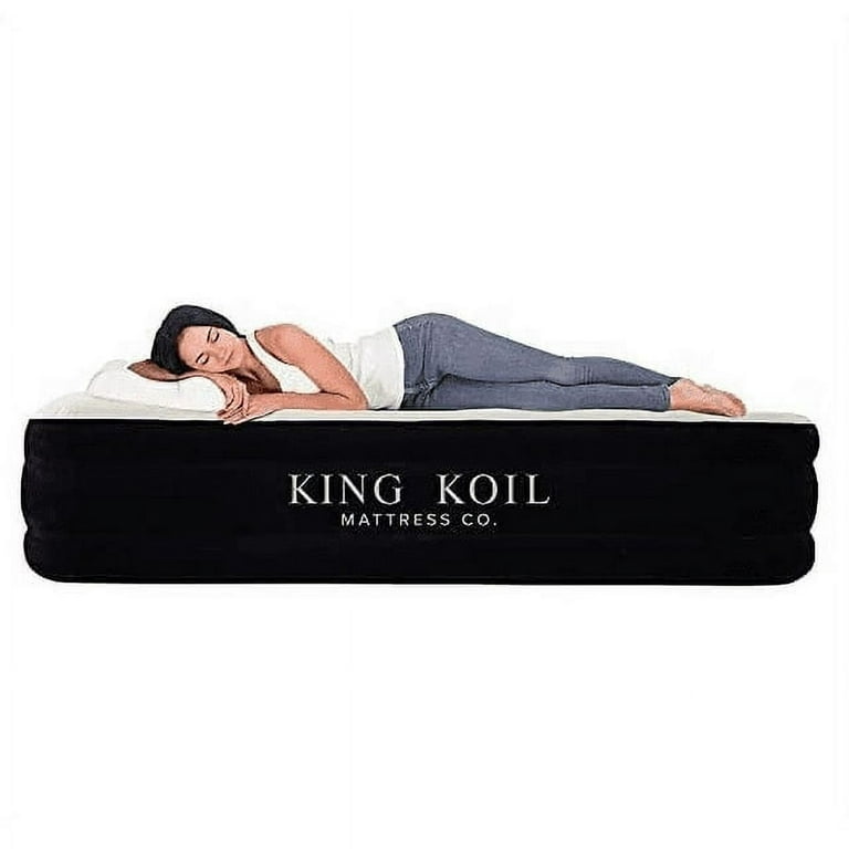  King Koil Luxury Air Mattress Queen with Built-in Pump for  Home, 20” Queen Size Inflatable Airbed Luxury Double High Adjustable Blow  Up Mattress, Durable - Portable and Waterproof, Black : Sports