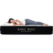 King Koil Luxury Plush Pillow Top Queen Size Air Mattress with Built-in High-Speed Pump for Home, Camping, Guests Inflatable Airbed Double High Blow Up Bed, Durable Waterproof, 1-Year Warranty