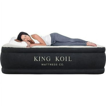King Koil Pillow Top Plush Queen Air Mattress With Built-in High-Speed Pump Best For Home, Camping, Guests, 20" Queen Size Luxury Double Airbed Adjustable Blow Up Mattress, Waterproof, 1-Year Warranty