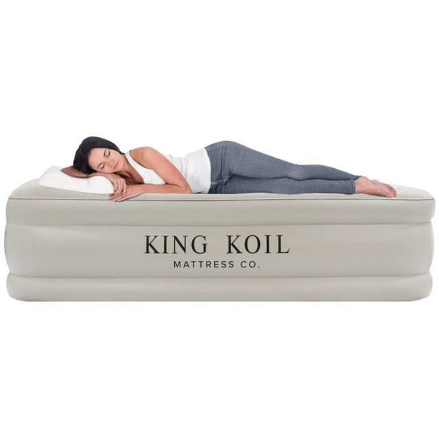 King Koil Queen Size Inflatable Air Mattress with HighSpeed Pump, Coil
