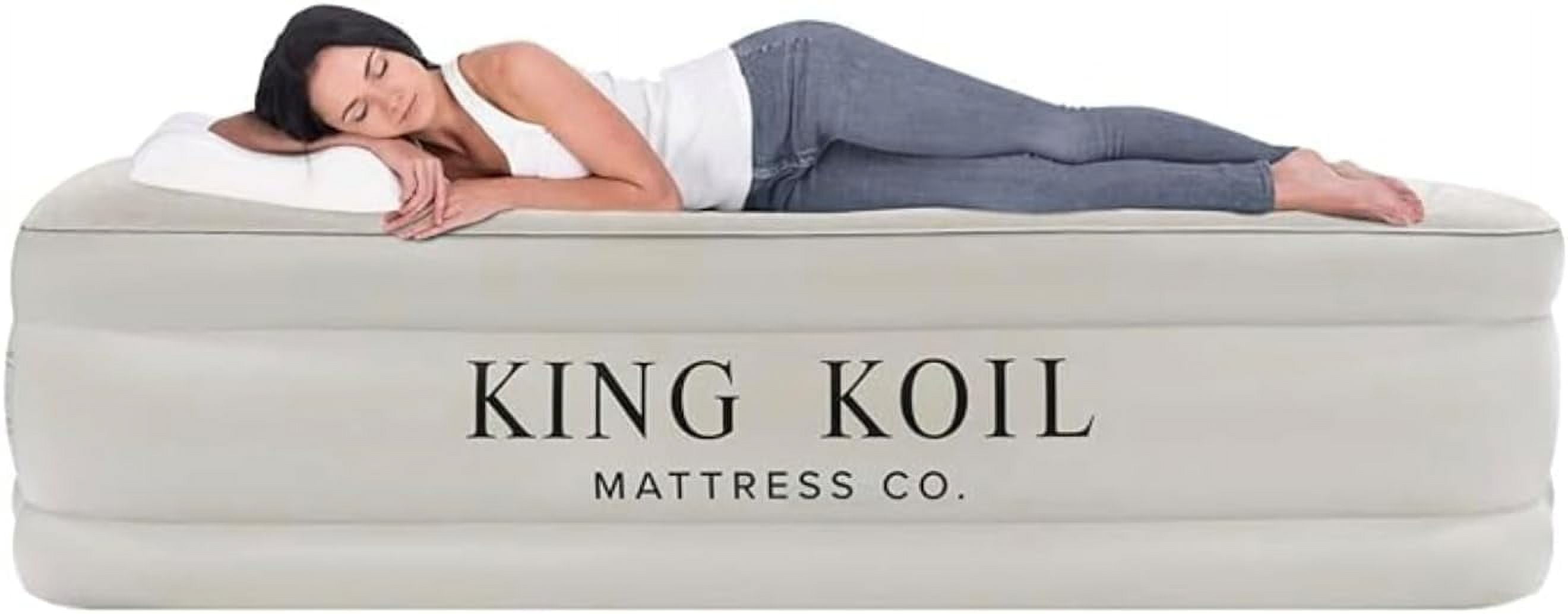 King Koil Plush Pillow Top Twin Air Mattress with HighSpeed Pump