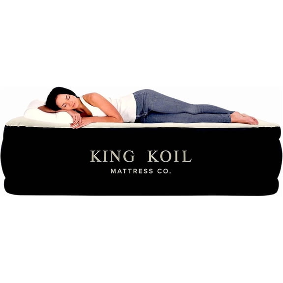 Open Box King Koil Premium Luxury Plush Pillow Top Queen Size Air Mattress with Built-in High-Speed Pump for Home, Camping, Guests,13" Inflatable Double High Blow Up Airbed, Durable Waterproof, 1-Yr Warranty
