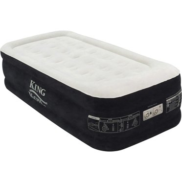 King Koil Twin Air Mattress with Built-in Pump - Double High Elevated Raised Airbed for Guests with Comfortable Top ONLY Bed