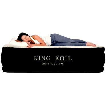 King Koil Twin Air Mattress with Built-in Pump - Double High Elevated Raised Airbed for Guests with Comfortable Top ONLY Bed