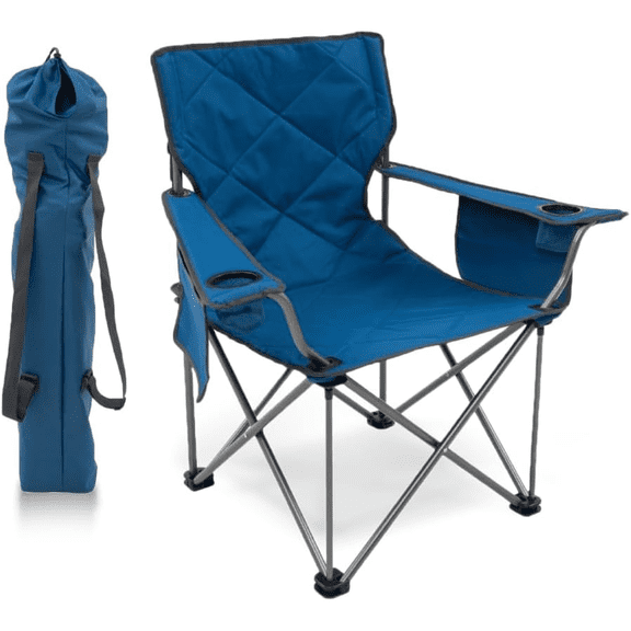 King Kong Camping Chairs for Adults with Mesh Cup Holders and Pockets, Built Durable and Reliable with Compact Foldable Steel Frame