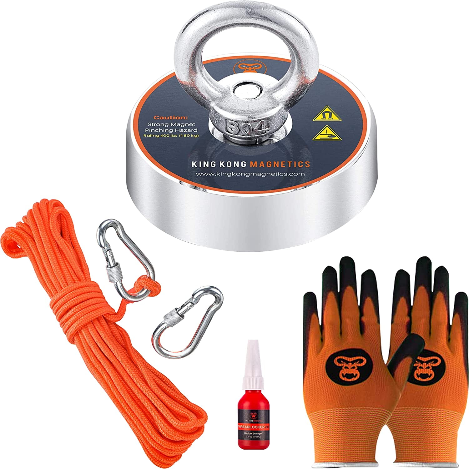 King Kong Magnetics Super Strong 400 Pound Fishing Magnet, Accessories Included