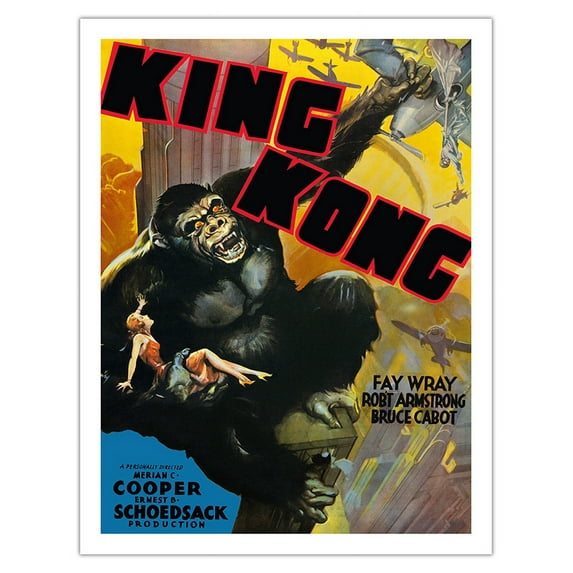King Kong - Starring Fay Wray Robert Armstrong Bruce Cabot - Vintage Film Movie Poster c.1933 - Fine Art Matte Paper Print (Unframed) 20x26in