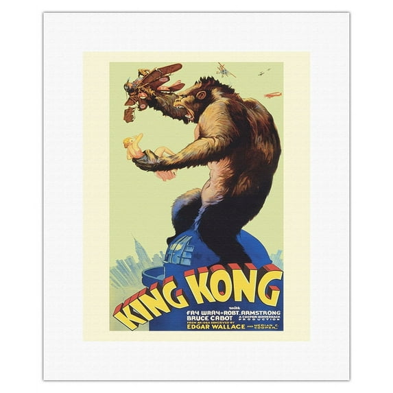 King Kong - Starring Fay Wray and Robert Armstrong - Vintage Film Movie Poster by S. Barrett McCormick & Bob Sisk c.1933 - Fine Art Rolled Canvas Print 11in x 14in
