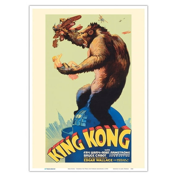 King Kong - Starring Fay Wray and Robert Armstrong - Vintage Film Movie Poster by S. Barrett McCormick & Bob Sisk c.1933 - Master Art Print 10in x 14in