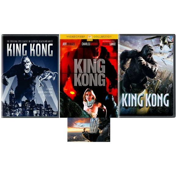 King Kong Triple Feature The Original 1933 The Remake 1976 & Peter Jackson's King Kong 2005 3 DVD Set Includes Bonus Glossy Print Art Card