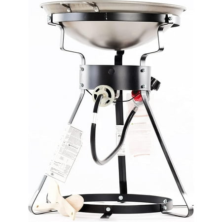 King Kooker 12″ Outdoor Propane Burner Cooker with Wok Stove Burner for Outdoor Cooking