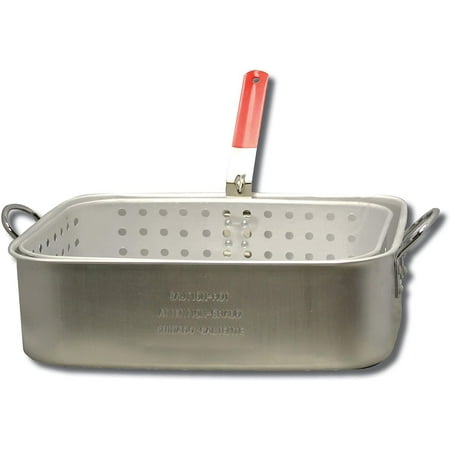 King Kooker KK6 Aluminum Rectangular Frying Pan and Basket, 15 Quart Capacity