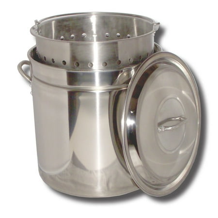King Kooker KK62SR Stainless Steel Boiling Pot w/ Basket & Steam Ridge, 62-Quart