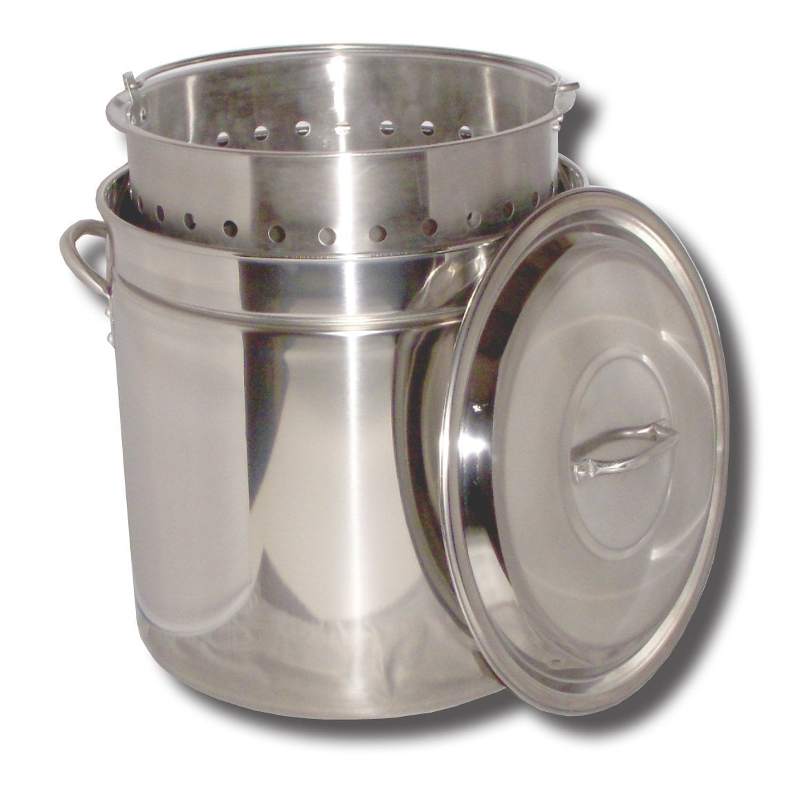 82 Quart Polished Stainless Steel Boiling Pot with Basket Insert