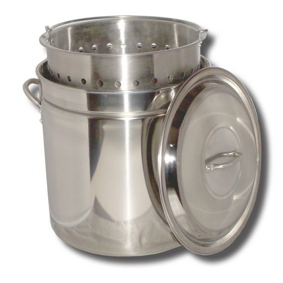 King Kooker KK82SR Stainless Steel Boiling Pot w/ Basket & Steam Ridge, 82-Quart