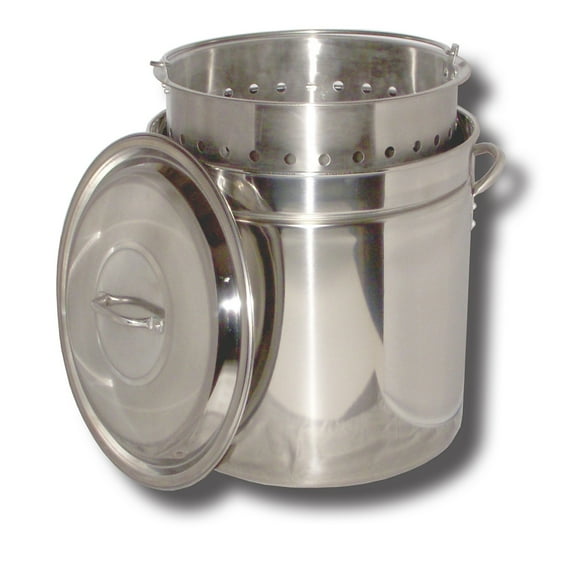 King Kooker KK36SR Stainless Steel Boiling Pot w/ Basket & Steam Ridge, 36-Quart
