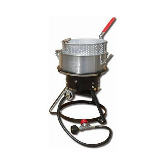 King Kooker Model # 1217  12” Bolt Together Propane Outdoor Cooker Package with Aluminum Fry Pan and Basket
