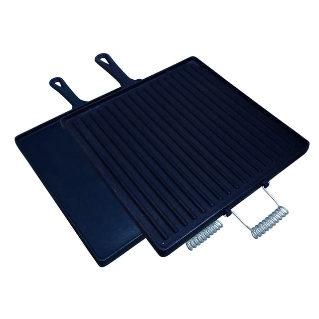 King Kooker Two Sided Square Pre-Seasoned Cast Iron Griddle With Handle