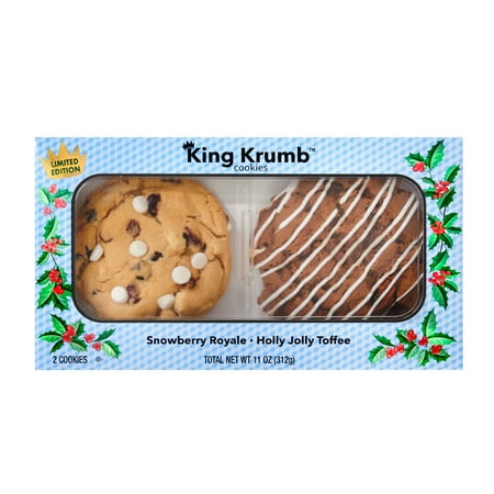 King Krumb Decadent Snowberry Royale and Holly Jolly Toffee Bakery Cookies, 11oz, 2 Count, Baked, Ready to Eat