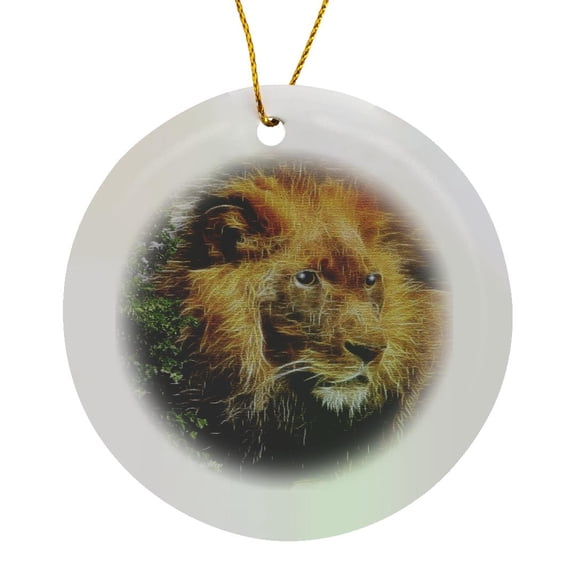 3drose, King Leo - Lion Art, Circle Porcelain Ornament