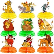 King Lion Birthday Honeycomb Centerpiece Party Decorations – Colorful Table Décor for Kids and Adults, Baby Shower, Wedding, Holiday Celebration, 9-Piece Set
