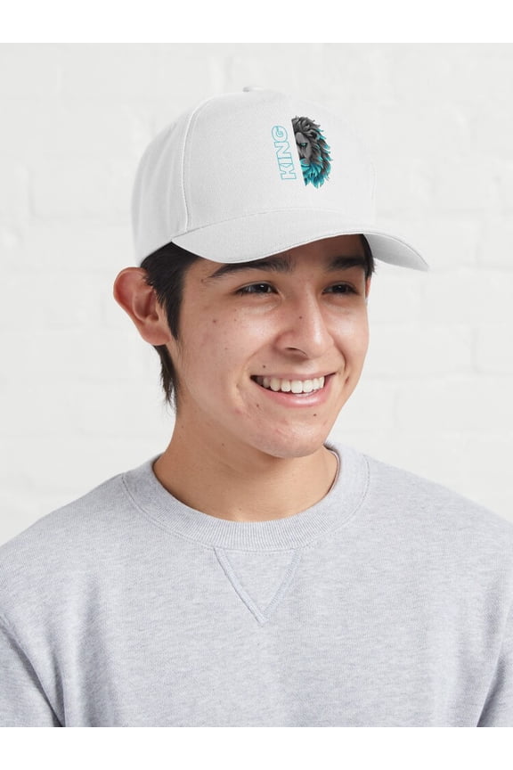 King Lion Blue Baseball Cap, Leader Dad Animal Graphic Design, Classic Everyday Hat