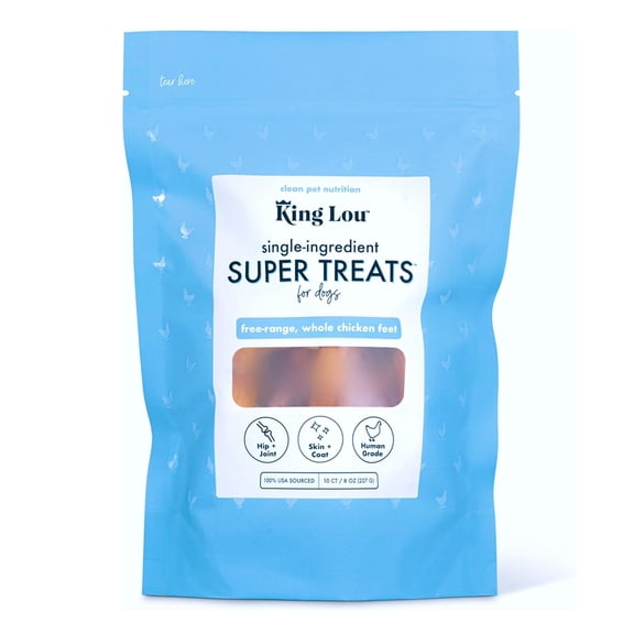 King Lou Pets - Whole Chicken Feet for Dog - Dehydrated Chicken Feet for Dog Treats - USA-Made Dental Treats for Dogs - Collagen, Glucosamine, Chondroitin for Hip and Joints - 10 Count