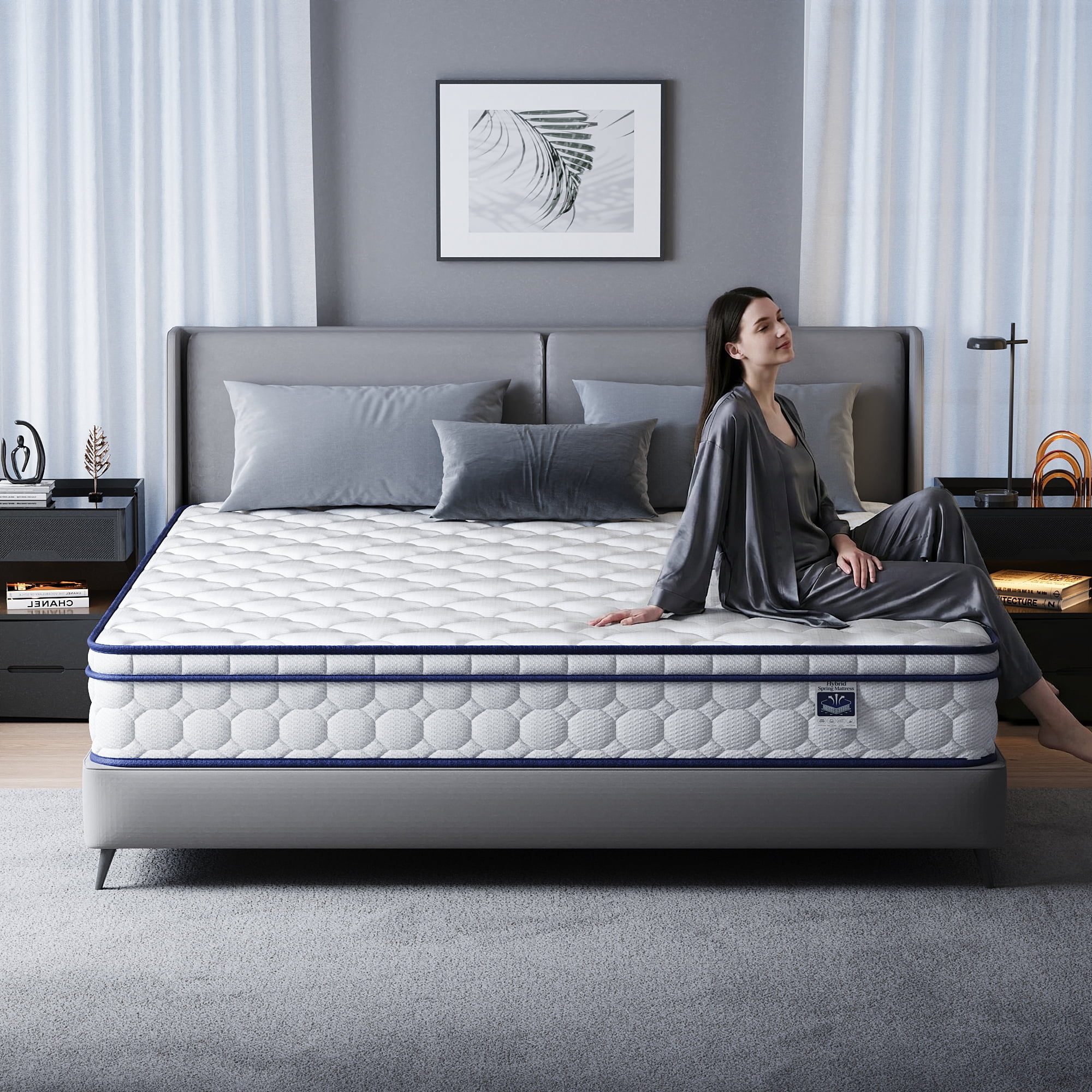 King Mattress, 10 Inch Memory Foam Hybrid Mattress with Individual Pocket Spring, Motion Isolation, Upgrade Zoned Support, Strengthen Edge Support, Medium Firm, Pressure Relief, CertiPUR-US Certified
