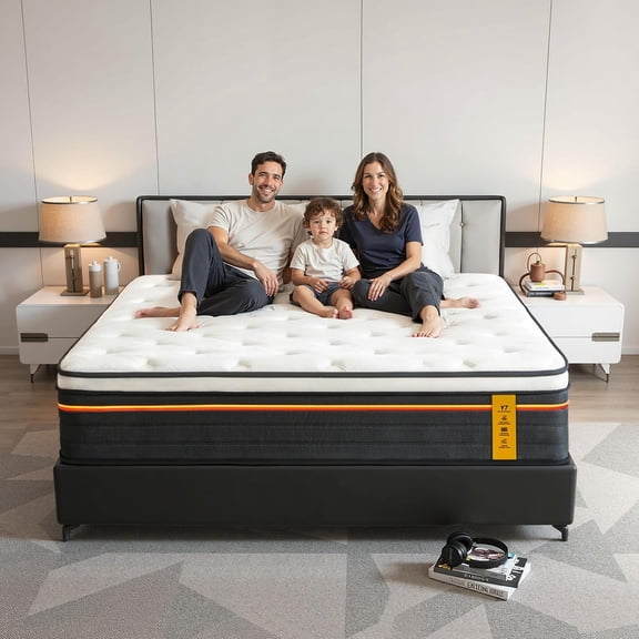 King Mattress 12 Inch Hybrid Mattresses King Size, Medium Firm, 100 Night Trial, CertiPUR-US Certified, Zoned Support, Pressure Relief, Edge Reinforcement