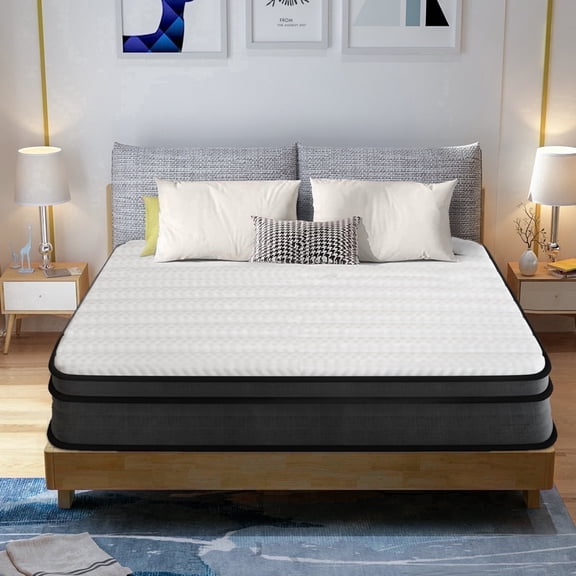 King Mattress,  12 Inch Hybrid Memory Foam Mattress in a Box with Individual Pocket Spring for Motion Isolation & Silent Sleep, CertiPUR-US, 100 Nights Trial