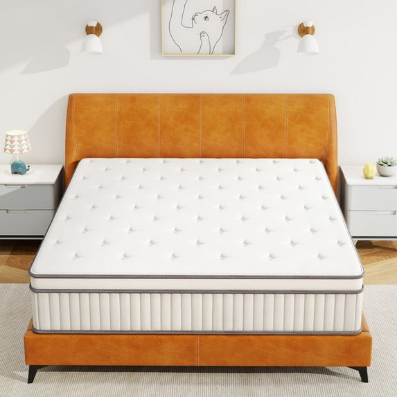King Mattress 12 Inch Memory Foam Hybrid Mattress in a box, Gel Memory Foam and Spring Mattress Support and Pressure Relief , Medium Firmness