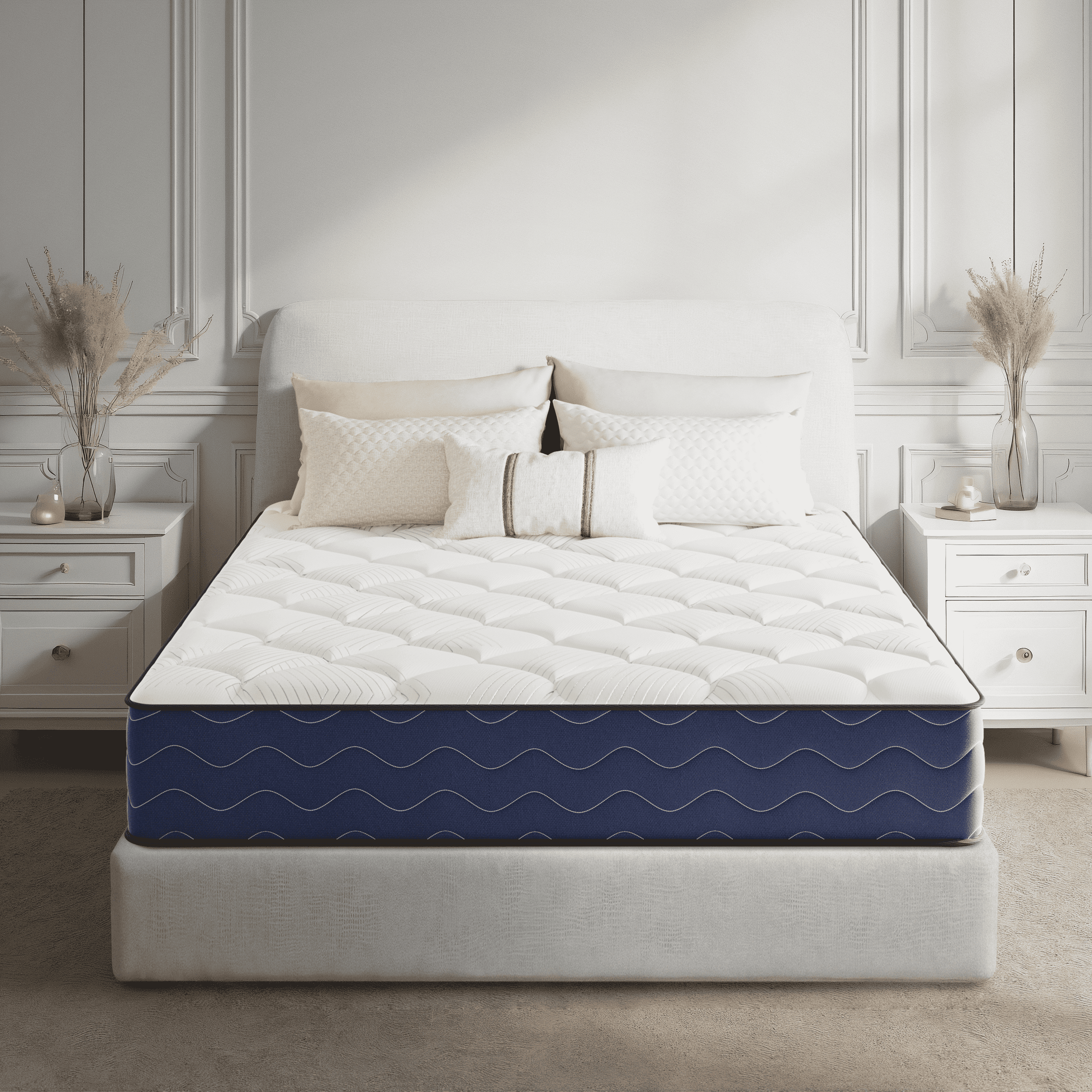 POSMOND King Mattress, 12 inch Cooling Memory Foam Mattress, Hybrid Firm Mattress in a Box, Pocket Spring, Pressure Relief, CertiPUR-US Certified
