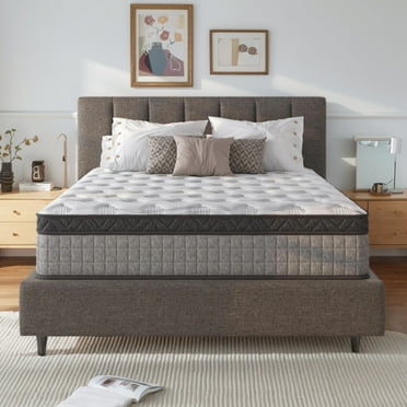 12 Inch King Mattress, HSUNNS Hybrid Mattress in a Box with Cooling Gel Memory Foam for Support & Pressure Relief, Medium Firmness, CertiPUR-US and Oeko TEX Certified, Adults