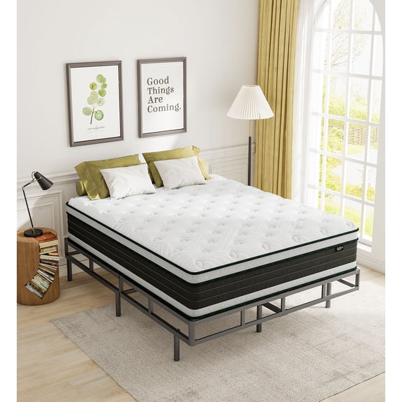 King Mattress 12 inch, Pillow Top, Medium Firm, Hybrid Pocket Spring Mattress in a Box