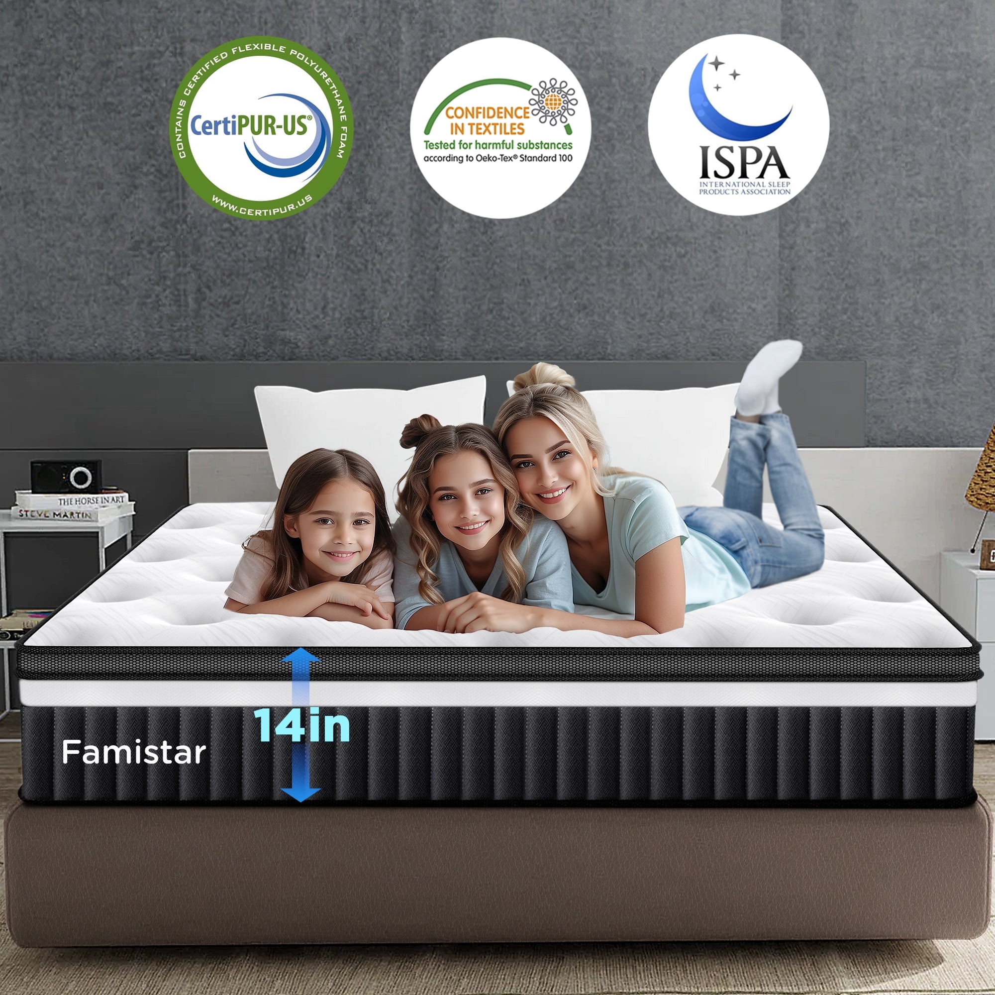 King Mattress, 14 Inch Gel Memory Foam Bed in a Box, Breathable ...