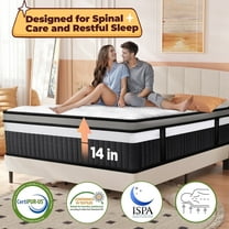 King Mattress, 14 Inch Gel Memory Foam Hybrid Mattress in a Box, Cooling & Breathable Design, Zoned Pressure Relief, Medium Firm Feel, CertiPUR-US Certified