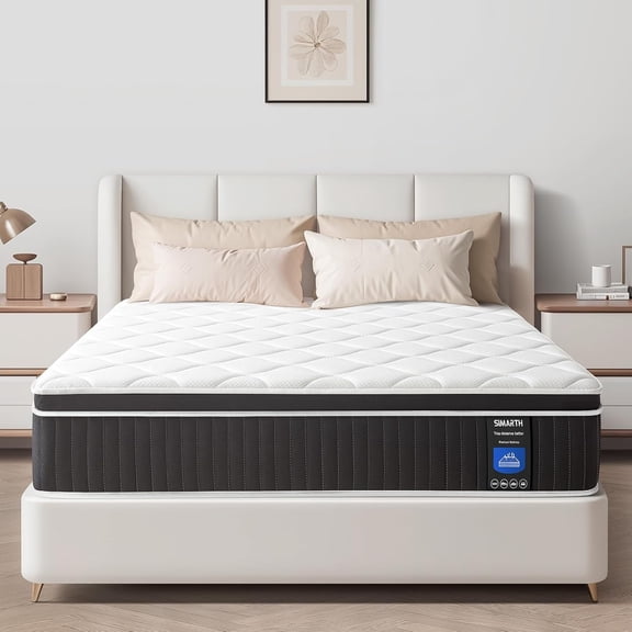 King Mattress 14 Inch, Hybrid King Size Mattresses in a Box, Memory Foam King Mattress Made of Individually Poemory Foam and Individually Pocketed Springs for Support and Pressure Relief, Medium Firm