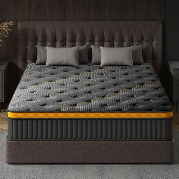 King Mattress, 14 Inch Hybrid Mattress in a Box, Memory Foam and Individual Pocket Springs, Fiberglass Free, Soft and Breathable, Medium Firm Feel