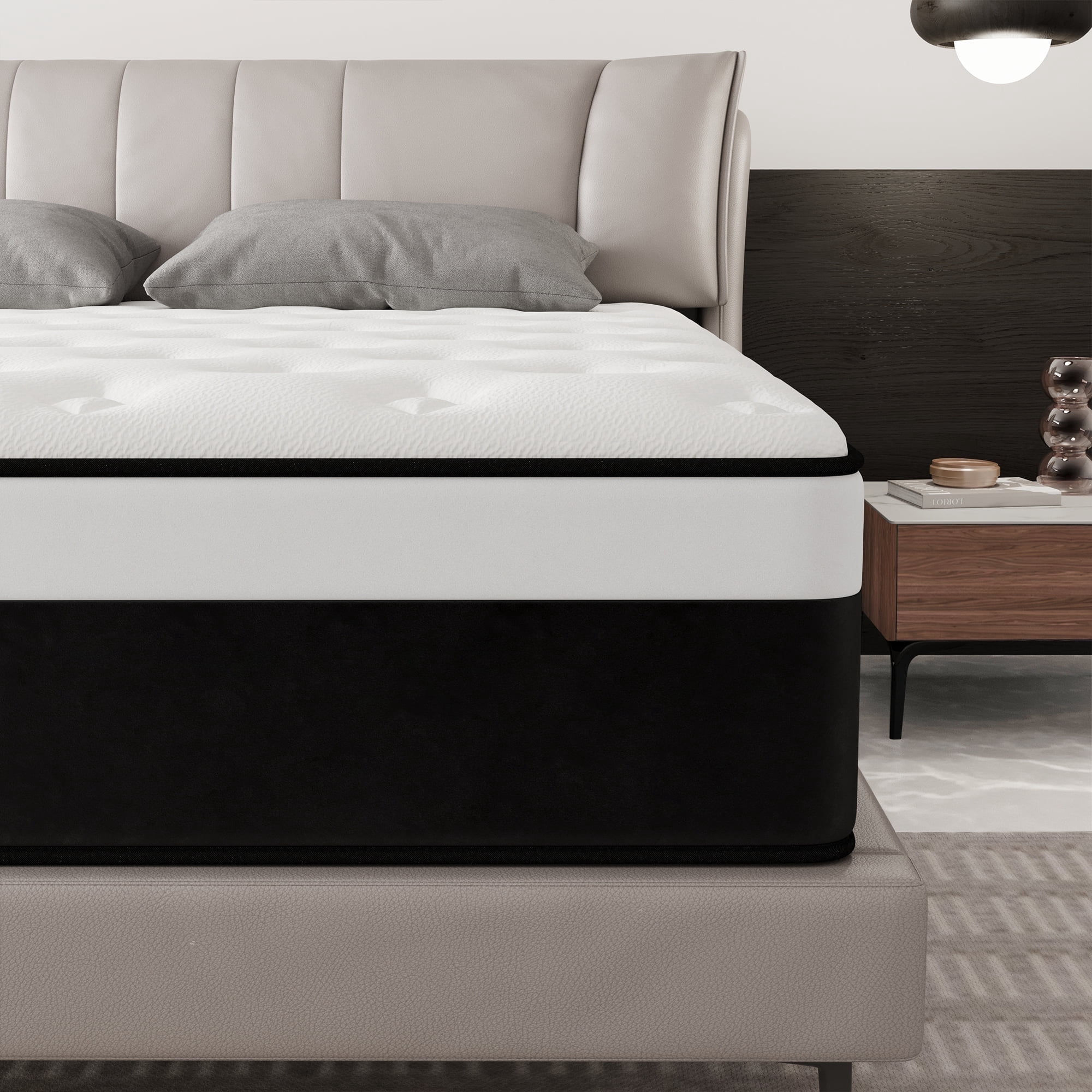OPV King Mattress 14-inch Hybrid Mattress Medium-Firm Bed Mattress in a ...