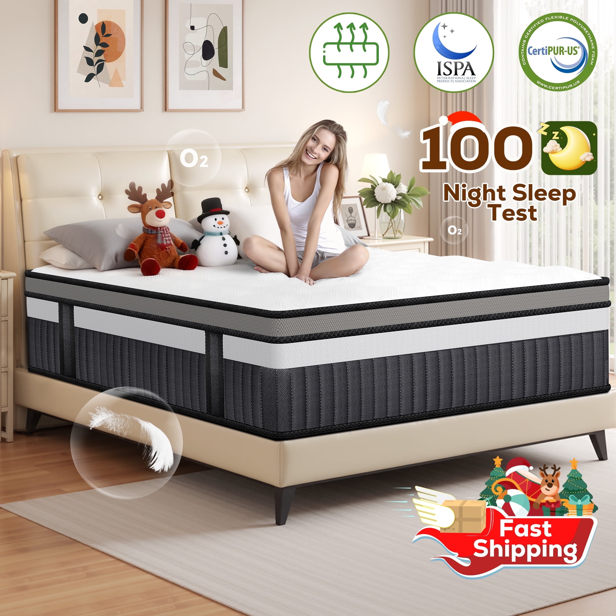 King Mattress 14 inch Mattress King Size, Cooling Memory Foam Mattress in a Box, Medium-Firm for Pressure Relief&Cooler Sleep, CertiPUR-US
