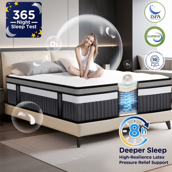 King Size Mattress 14 Inch Hybrid Mattress in a Box, King Mattress with Cooling Memory Foam & Pocket Coils, Medium Firm, Motion Isolation & Pressure Relief, CertiPUR-US Certified