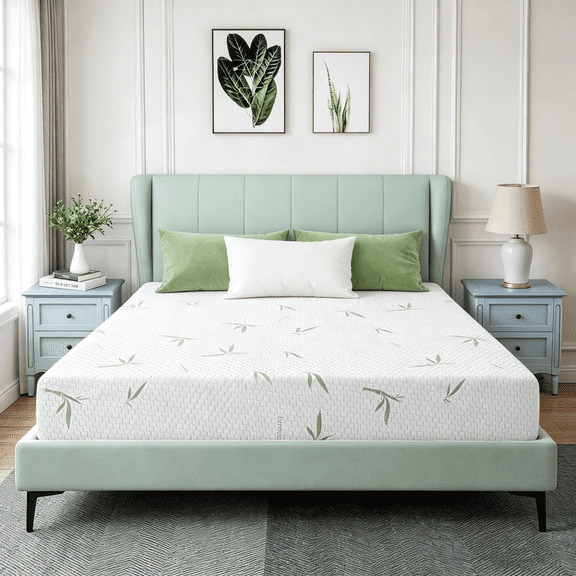 King Mattress Bed in a Box, 6" Cooling Green-Tea Gel Memory Foam Mattress with Graphene Fabric Cover