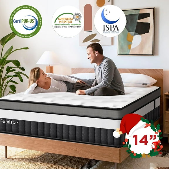 King Mattress in a Box, 14 Inch Gel Memory Foam Hybrid Mattress, Medium Firm, Edge Support, Cooling Breathable Design for Comfortable Sleep, Motion Isolation, CertiPUR-US Certified
