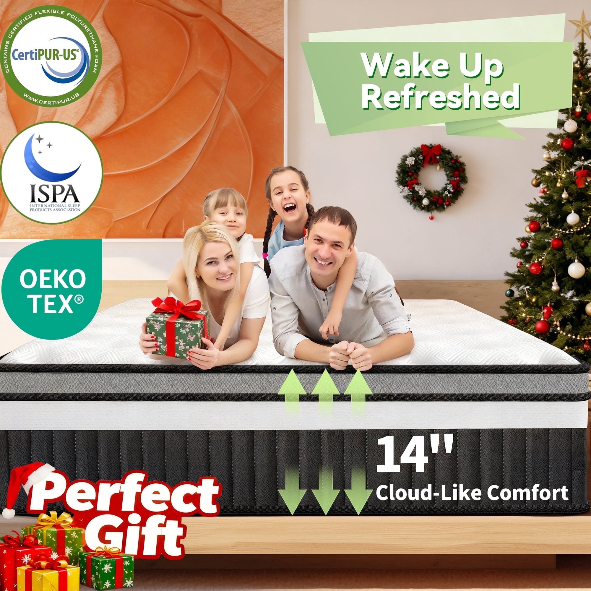 King Size Mattress in a Box, 14in King Mattress, Memory Foam Mattress with Cooling Gel, Pocket Springs for Motion Isolation