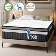King Size Mattress, FaayFian 14 Inch Cooling Memory Foam and Individually Pocket Innerspring Hybrid Mattress, King Bed Mattress in a Box, CertiPUR-US Certified, Medium King Size Mattress