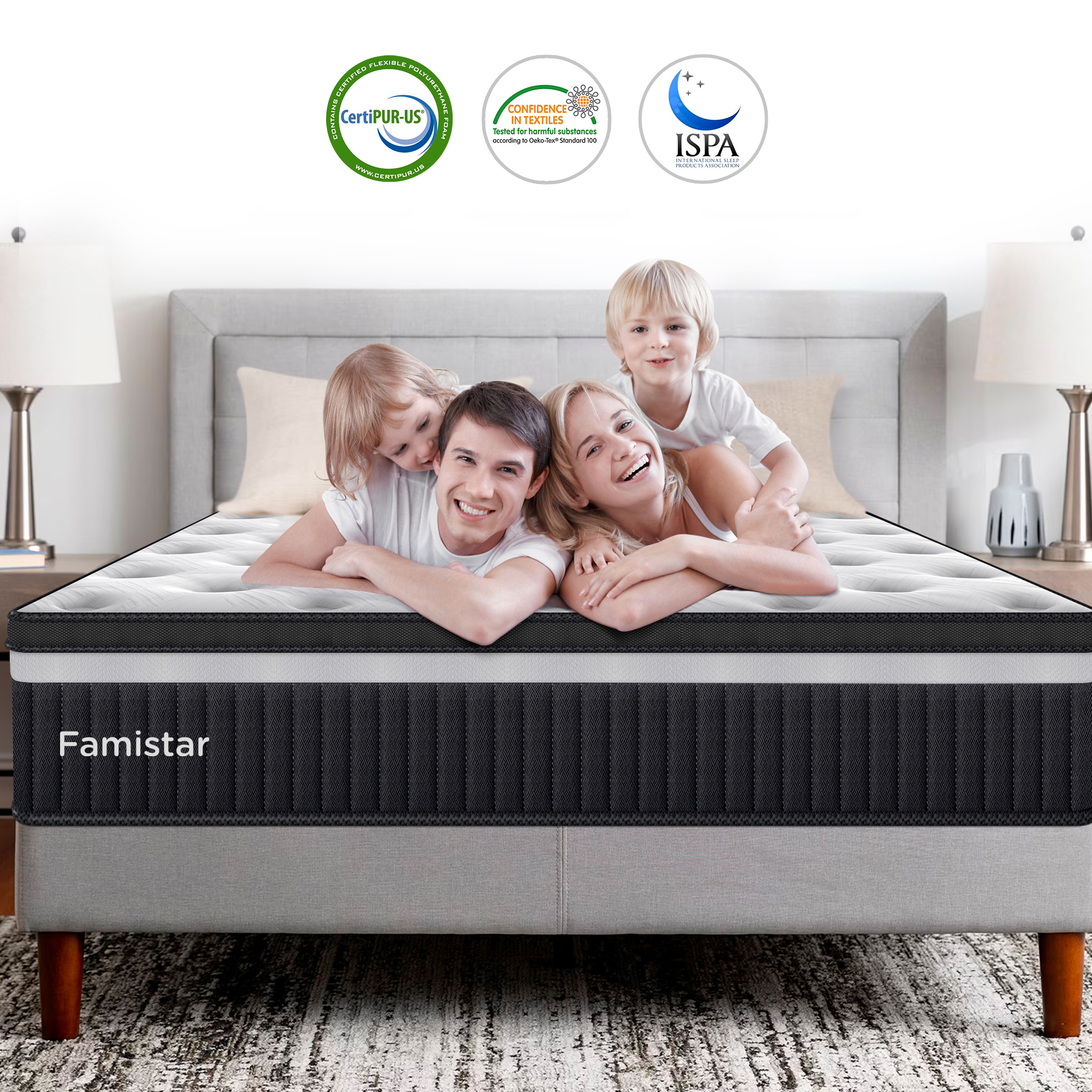 King Mattress, Famistar 13 Inch Memory Foam Mattress King Size, Innerspring Hybrid King Bed Mattress in a Box Medium Firm with Motion Isolation & Strong Support & Pressure Relief, CertiPUR-US - image 1 of 13