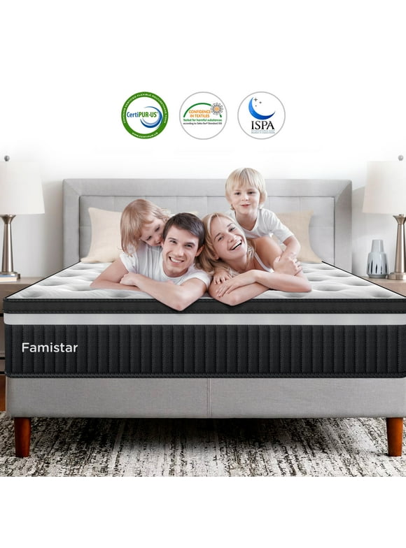 King Mattress, Famistar 13 Inch Memory Foam Mattress King Size, Innerspring Hybrid King Bed Mattress in a Box Medium Firm with Motion Isolation & Strong Support & Pressure Relief, CertiPUR-US