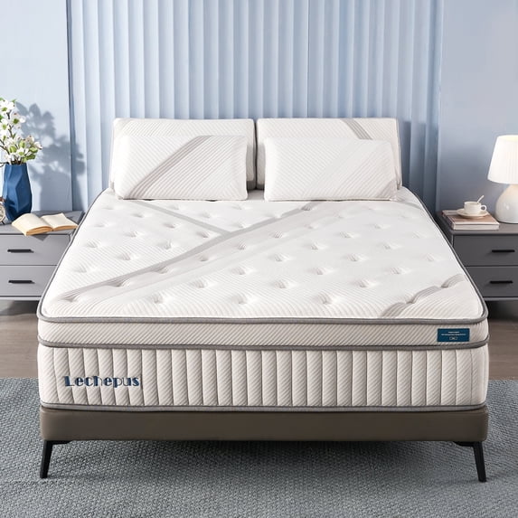 King Mattress,Lechepus 14 Inch Hybrid Memory Foam Mattresses with Individual Pocket Springs,Mattress in Box,Plush Comfortable Mattress for Cool Sleep & Back Pain Relief,CertiPUR-US Certified